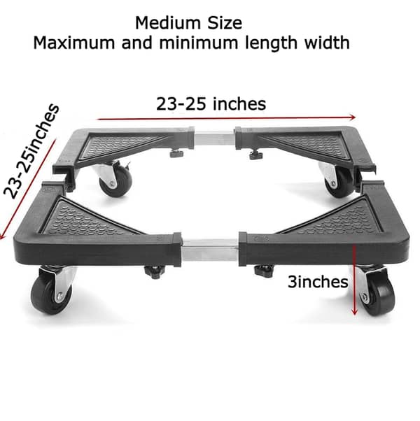 ARSIM Adjustable Fridge Stand with Wheels and Black Base for Refrigerators - Features 4 Strong Feet and Lockable Wheels