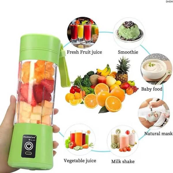 USB Rechargeable Juicer Blender with 6 Blades, 380ml Portable Smoothie Maker