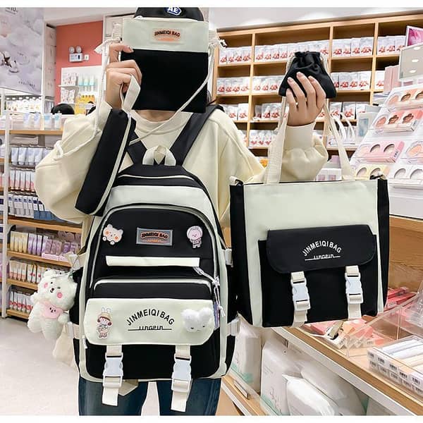 Female Backpack Bunny Anime School Bag Kawaii Teenage College Girls Solid Drawstring BookBag Korea Backpack
