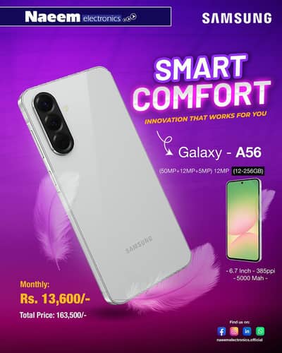 Samsung A56 (12gb 256)  0% Easy instalmrnt