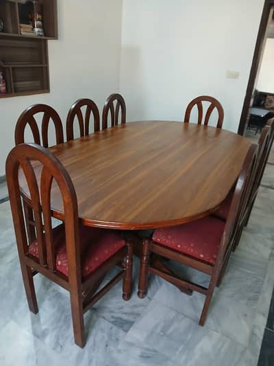 Dinning Table Pure Wood with 8 Wooden Chairs