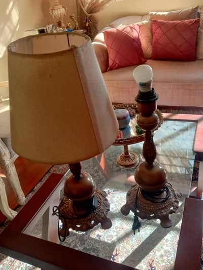 a pair of metal lamp
