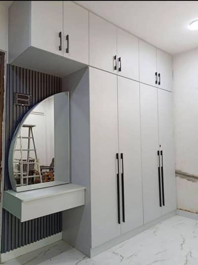 new almari, glass door wardrobe, sliding cupboard, kitchen cabinet