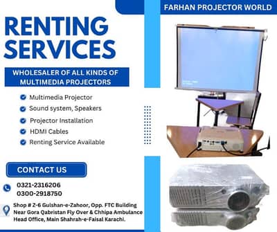 Projector & Speaker on Rent, Multimedia Projector Installation & Cable