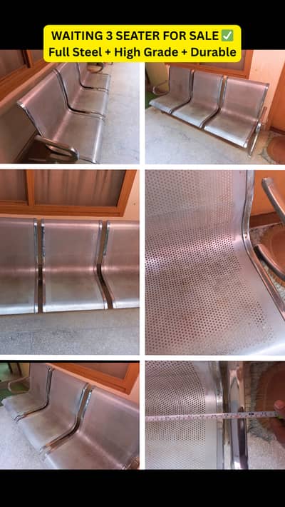 Steel Waiting Chair / Airport Style Bench – 3 Seater (Used)