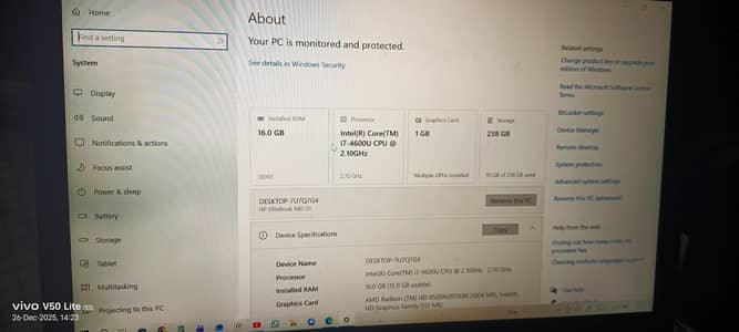 Intel core I 7 -4600u CPU 2.70GHZ