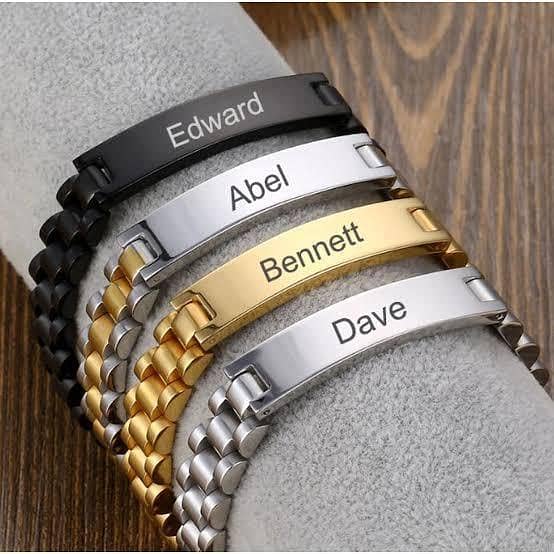 Custom Engraved Name Bracelet for Men - Personalized Stainless Steel ID Bracelet