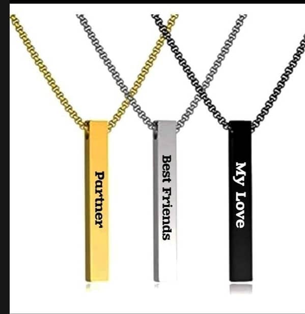 Customized Bar Locket - Best Quality Metal with Free Name Engraving in 3 Elegant Colors with Gift Box