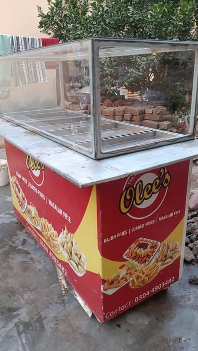 Fries / Fast Food Cart with Glass Display – Ready to Use