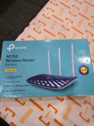 TP LINK AC750 WIRELESS ROUTER ARCHER C20 THREE ANTENNA