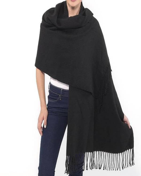 Kashmiri Dhussa & Pashmina Wool Shawl For gilrs black