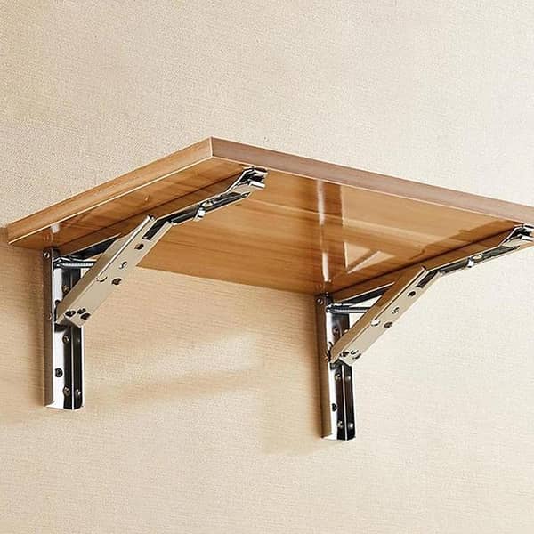 Wall-Mounted Foldable Wooden Microwave Table and Kitchen Organizer Shelf