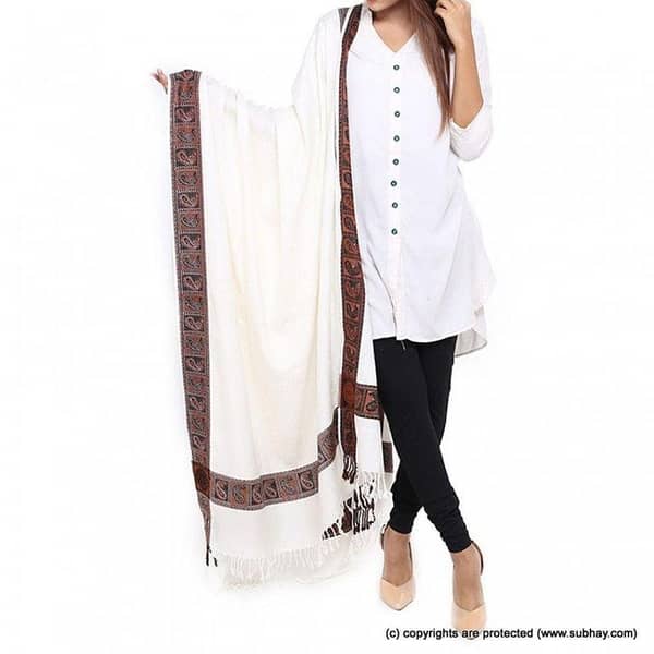 Mominas Full Size Black Shawl for Women | Jacquard Stole for Girls