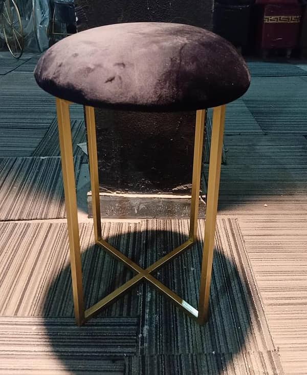 Velvet Cushion Stool with X Base Design for Home Use - Single Ottoman Stool in Various Colors