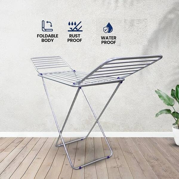 Foldable Cloth Drying Stand – Stainless Steel Rack for Drying Laundry at Home