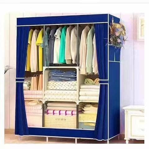 Folding Non-Woven Cloth Wardrobe with 3 Hanging Options