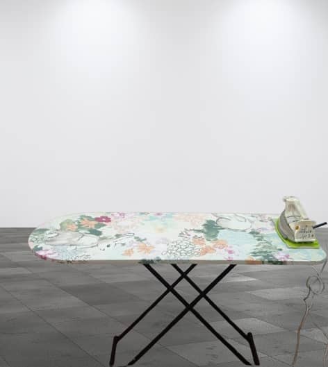 Foldable Metal Iron Stand with Large Wooden Top