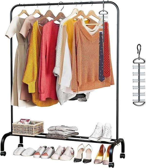 Bean Bag Pakistan Light Weight Clothing Rack with Locking Wheels and Shoe Shelf