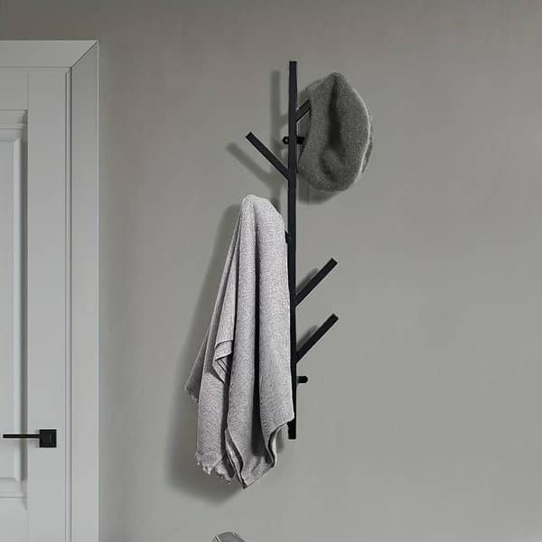 Space-Saving Tree Style Coat Hook Vertical wall-mounted organizer with sturdy branches. Perfect for maximizing small spaces in entryways, bedrooms, or apartments.