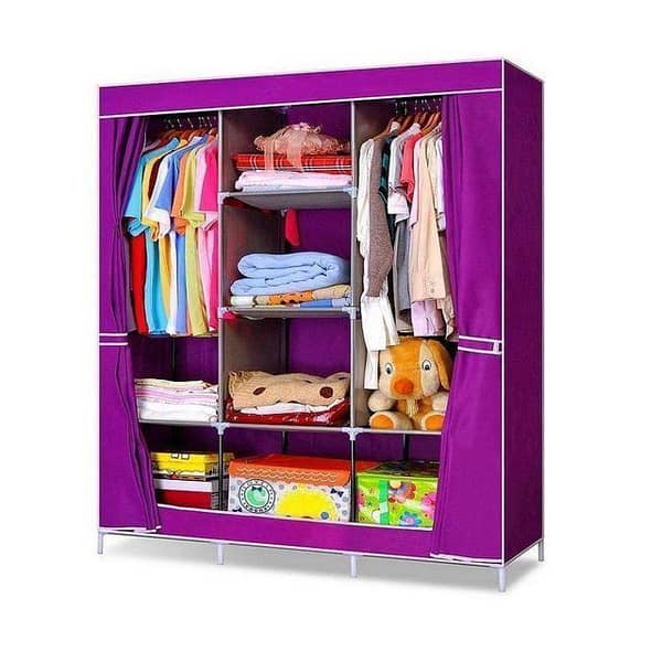 3-Door King Size Wardrobe with 2 Hanging Options and Folding Design