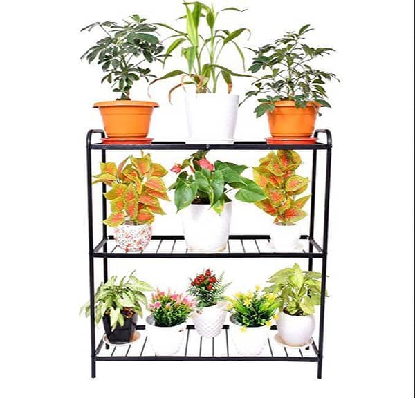 3-Tier Metal Plant Stand Rack for Indoor and Outdoor Use - Flower Pot Display