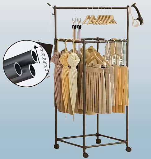 Clothes Hanging Stand with Storage - Durable Metal Rack for Coats, Scarves, Bags, Hats, and Umbrellas - Ideal Entryway Organizer