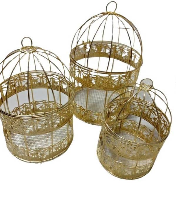 Golden Cage Set for Home and Office Decoration