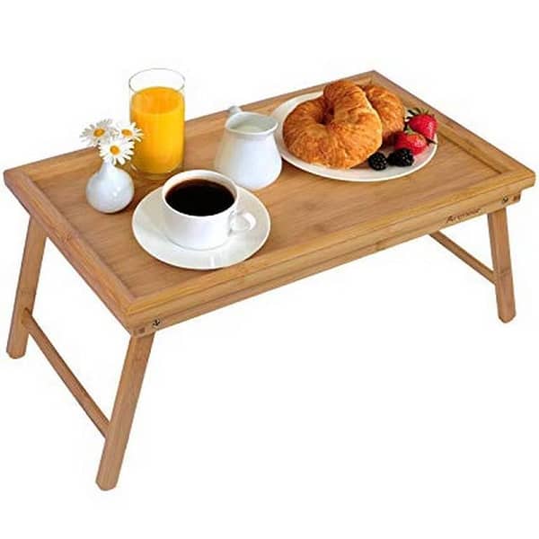 Wooden Folding Laptop Bed Table - Beach Wood Breakfast Tray
