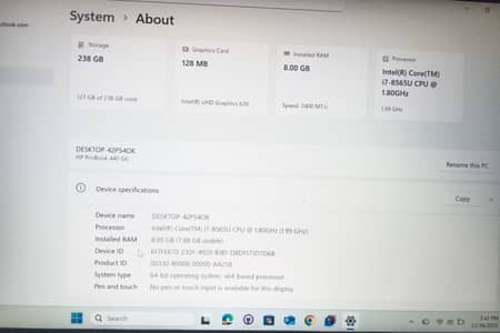 HP core i7 8th generation