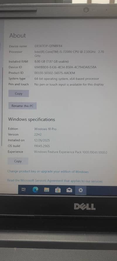 Dell Laptop Corei5 7th Generation