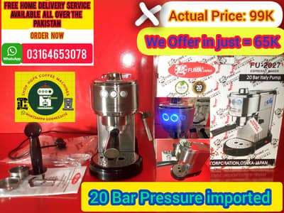 20 Bar Japani imported Fuma 2027 Coffee Machine + (Free Home Delivery)