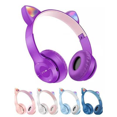 P47M Cute Cat Ear Bluetooth Headphones for Girls