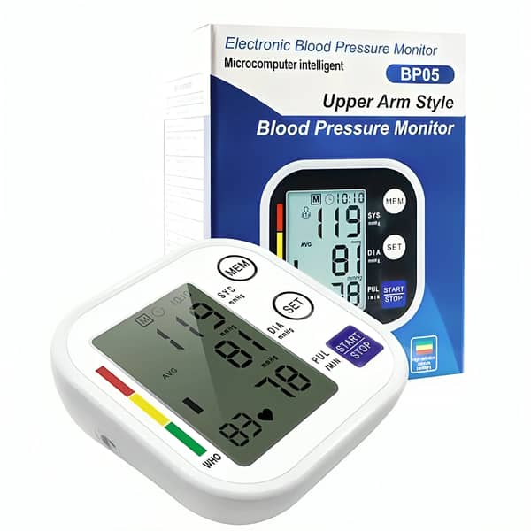 Digital Blood Pressure Monitor BP05 Upper Arm – Automatic BP Machine, Large LCD Display, USB Powered, Heart Rate Detection | Home Use