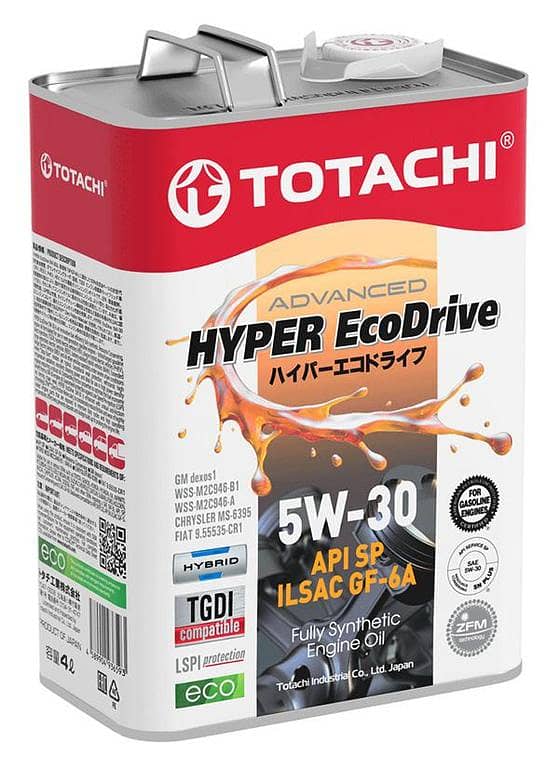 Totachi Hyper EcoDrive 5W-30 Fully Synthetic Engine Oil - API SP, ILSAC GF-6A, 4L for Hybrid and TGDI Vehicles