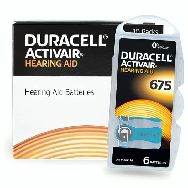 Duracell Type 675 Zinc Air Hearing Aid Batteries - EasyTab Activair (Pack of 10)