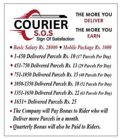 Delivery Boy/Riders Needed for Parcels Delivery
