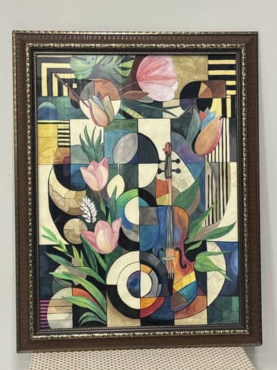 Hand-Painted cubism art – Framed Wall Painting