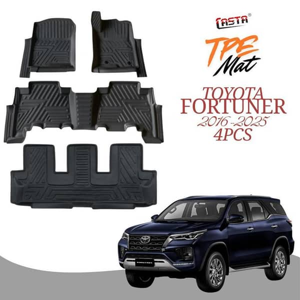 Toyota Fortuner 2016-2025 TPR Car Floor Mats – Premium 4-Piece Anti-Slip Interior Protection
