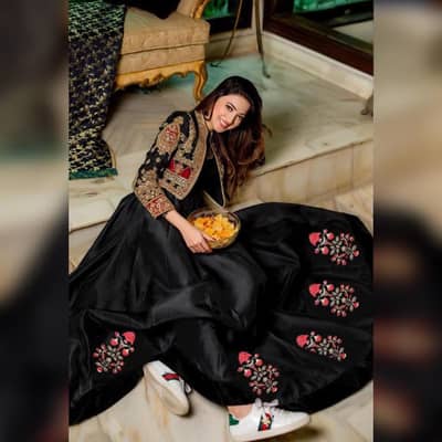 Product Name*: 2 Women's Stitched Shamoz Silk Embroidered Maxi