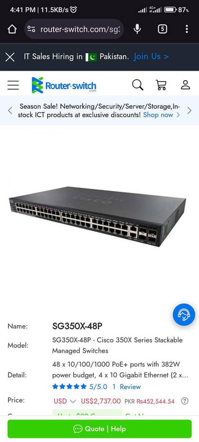 Cisco SG350X-48P for sale