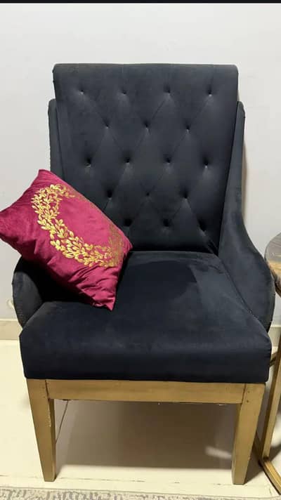 Luxury Sofa Chair Black Velvet