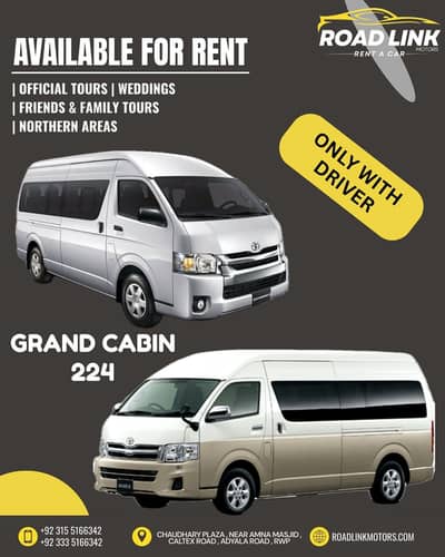 Toyota Hiace Grand Cabin Rent in Rawalpindi / Islamabad , Rent a car