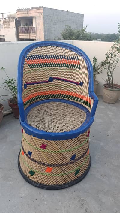 Hand-Made Bamboo Mudda Chairs (4 Chairs + 1 Table) – Eco-Friendly