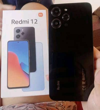 Redmi 12  8/128 GB black colour 10/10 condition box charger with cable