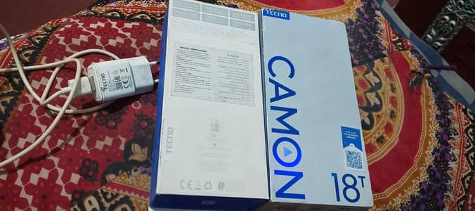 Tecno cammon 18 t  4+3 gb 128 gb full  box lush condition one hand use