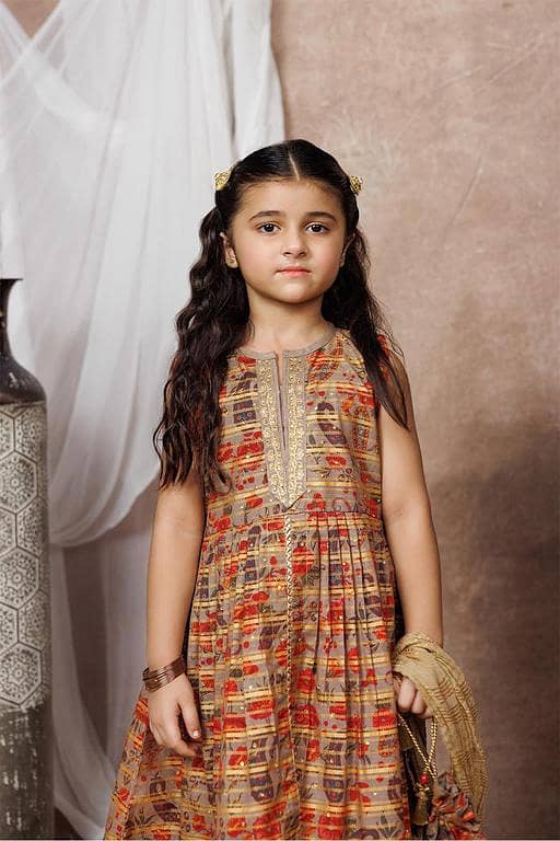 KDD-02996 | Beige & Multicolor | Formal 3 Piece Suit | Cotton Organza Digital Print