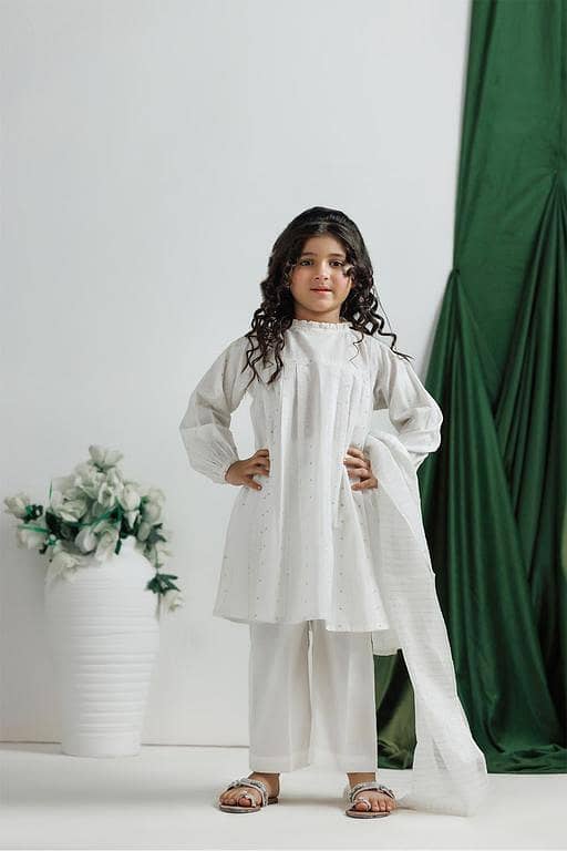 KAD-03112 | White & Silver | Casual 3 Piece Suit | Cotton Plain