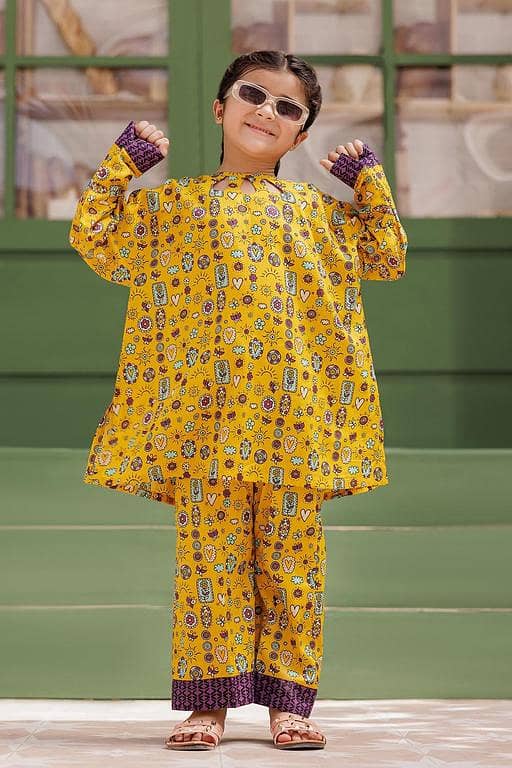 KAC-03129 | Mustard & Multicolor | Casual 2 Piece Suit | Cotton Lawn Printed