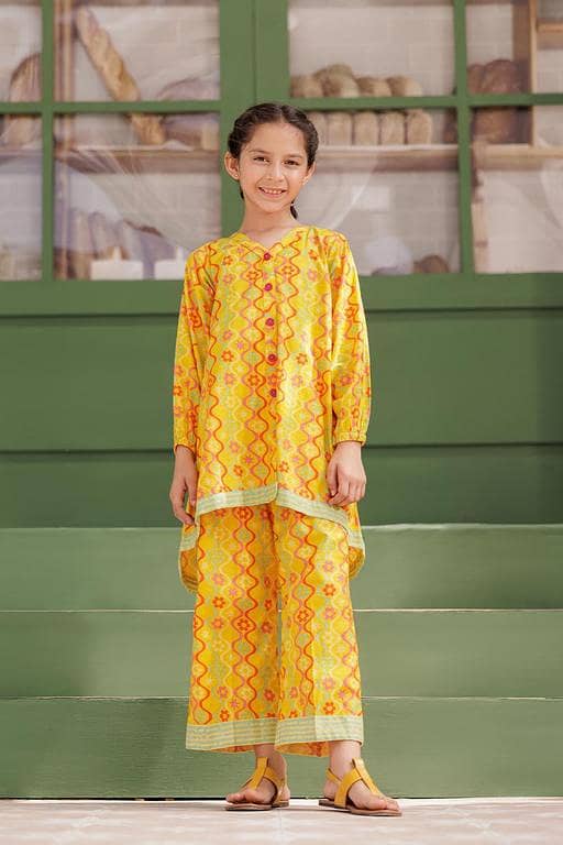 KAC-03141 | Yellow & Multicolor | Casual 2 Piece Suit | Cotton Dobby Printed