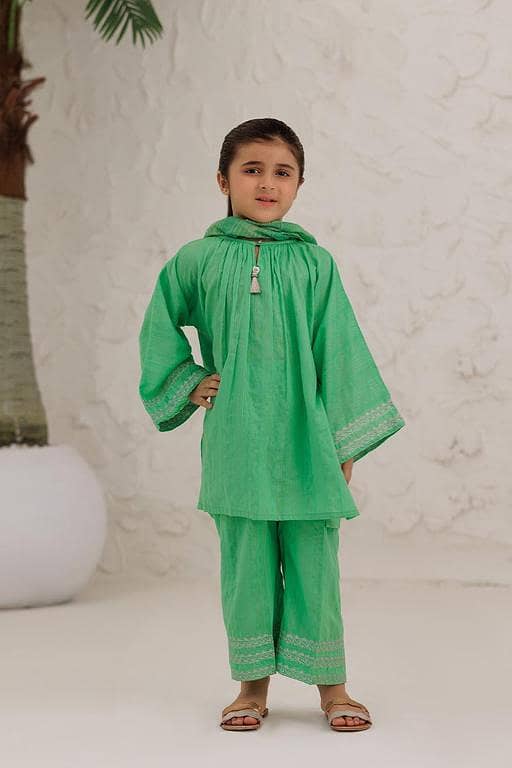 KBD-03090 | Turquoise Green & Silver  | Casual Plus 3 Piece Suit | Cotton Dobby